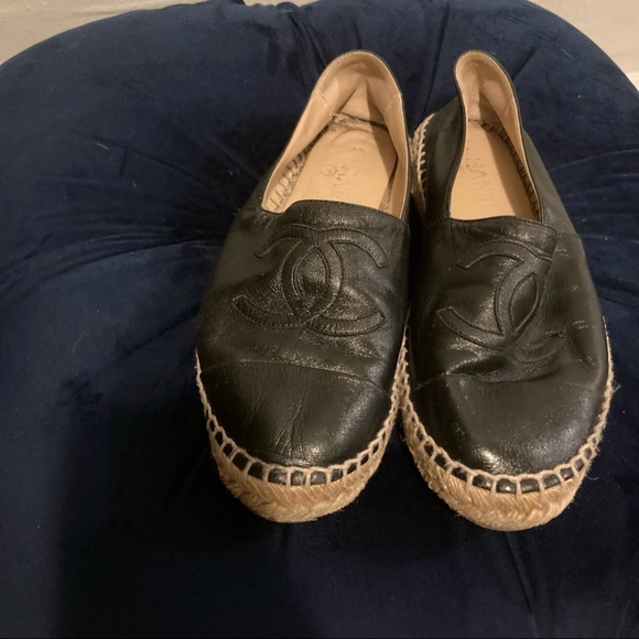 Chanel Black Leather Platform Espadrille Flats 8 - Picture 3 of 7